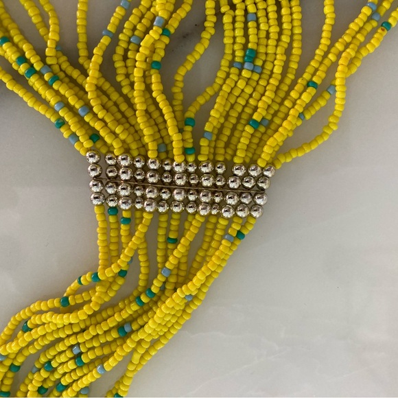 Seed bead yellow multicolored layered necklace - Picture 2 of 5